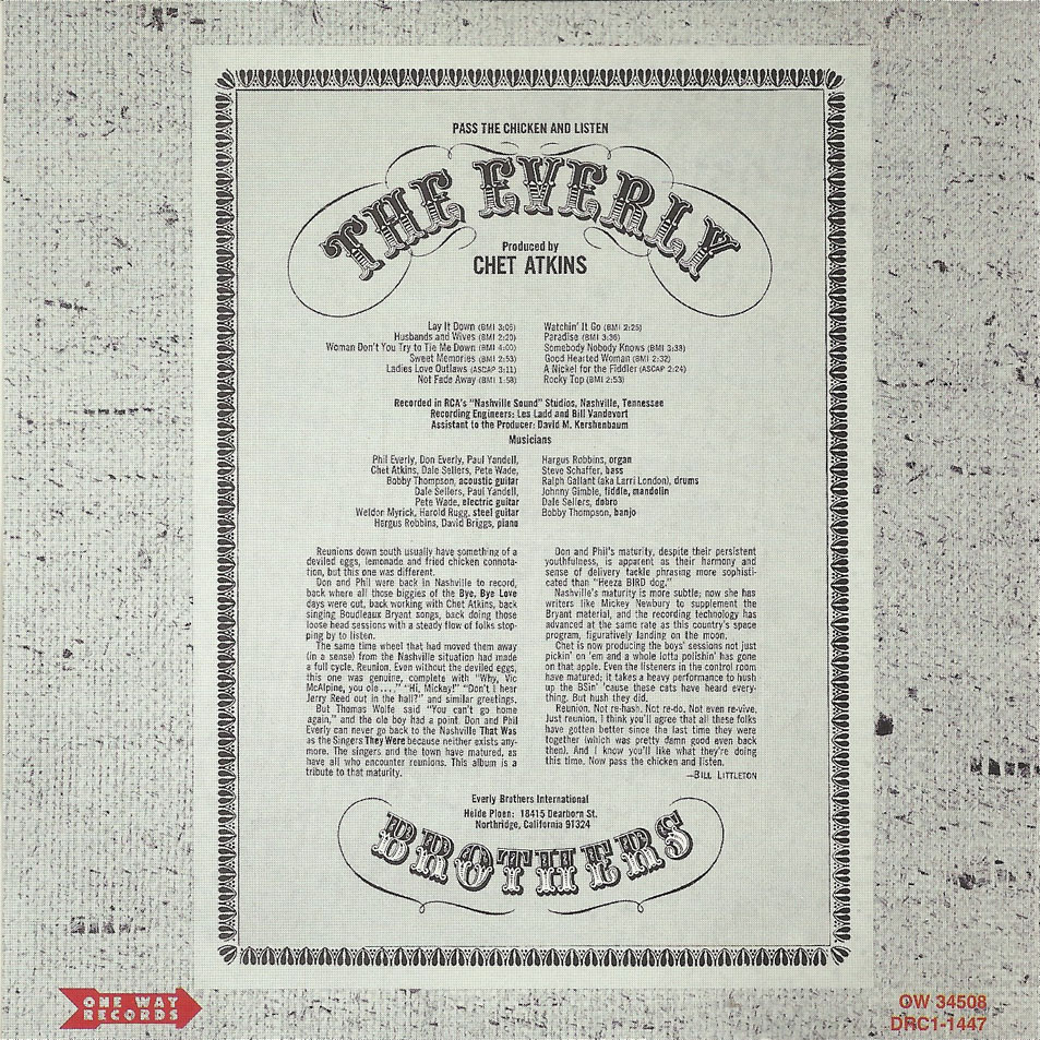 Cartula Interior Frontal de The Everly Brothers - Pass The Chicken & Listen