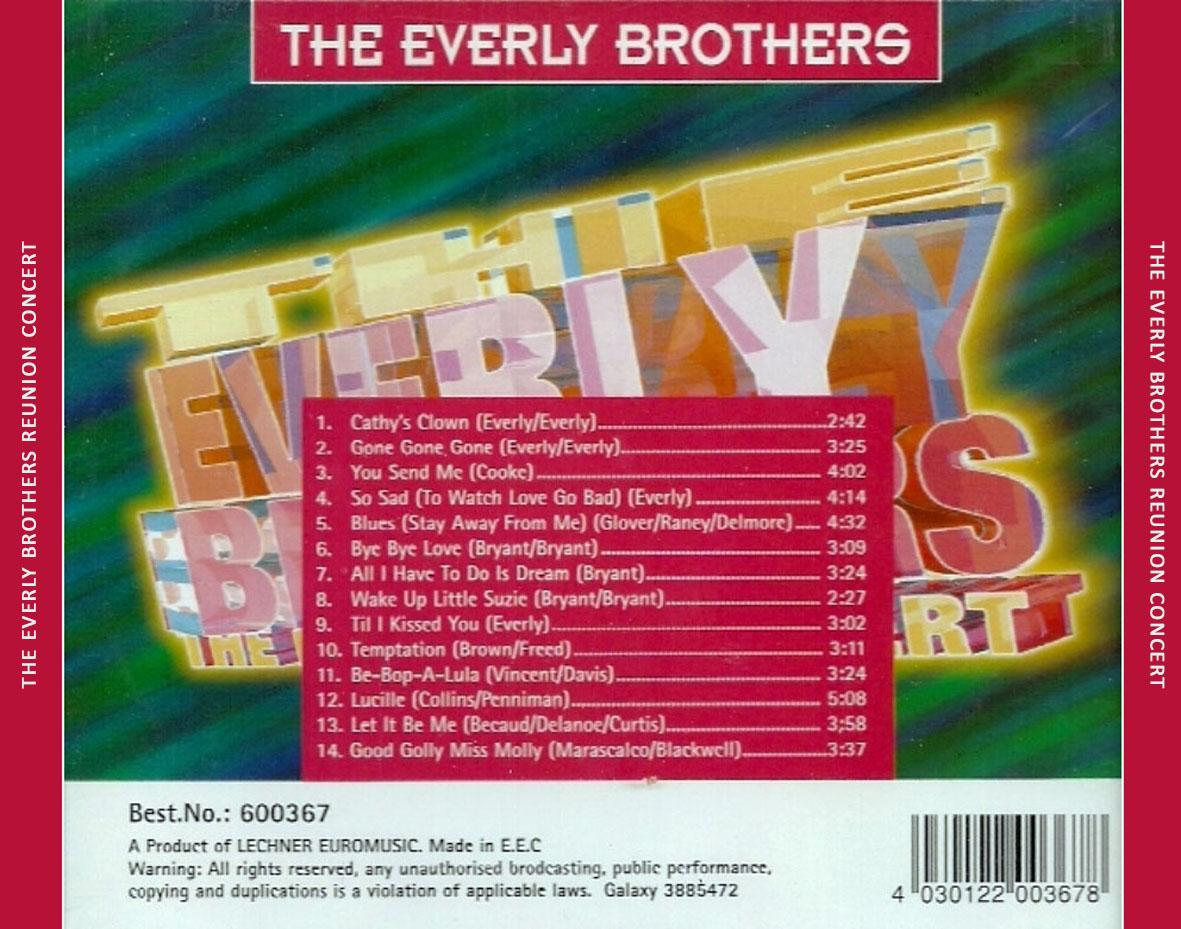 Cartula Trasera de The Everly Brothers - The Everly Brothers Reunion Concert