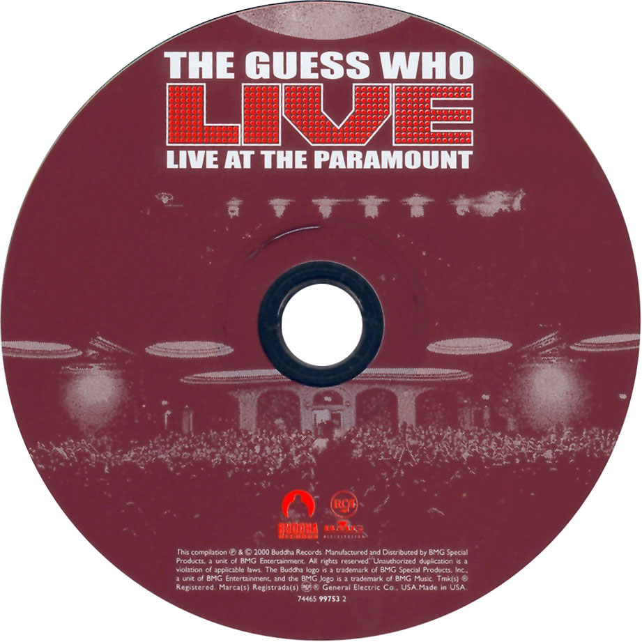 Cartula Cd de The Guess Who - Live At The Paramount (2000)