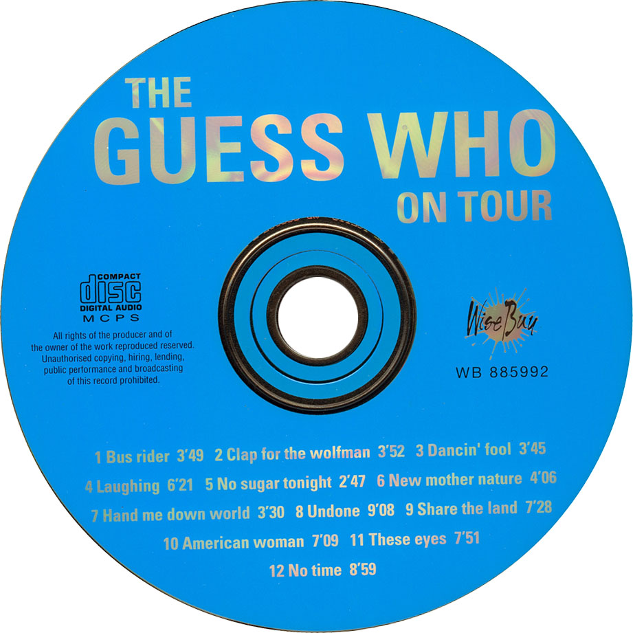 Cartula Cd de The Guess Who - On Tour