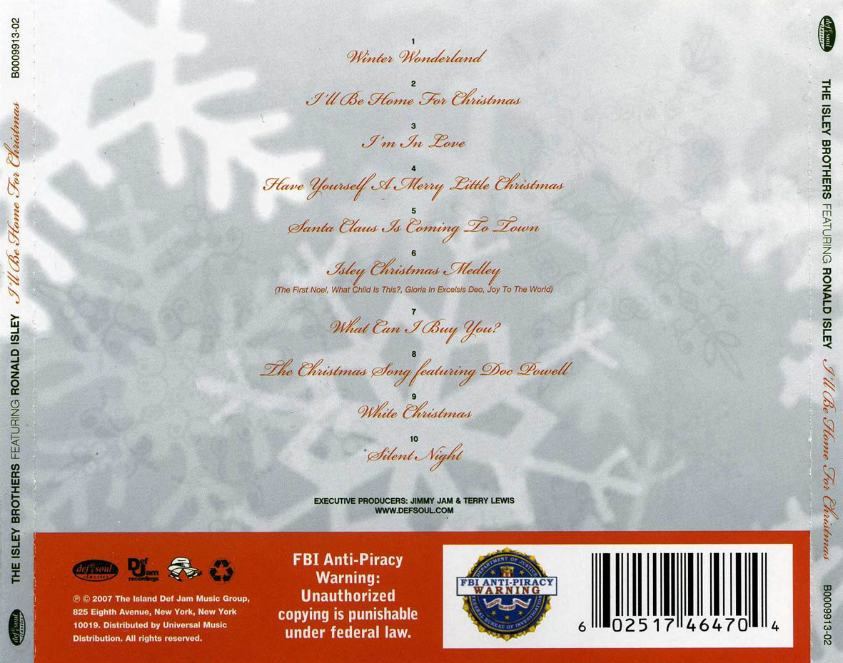 Cartula Trasera de The Isley Brothers Featuring Ronald Isley - I'll Be Home For Christmas