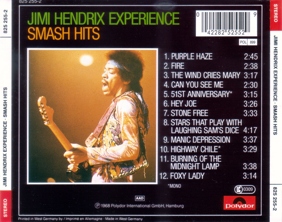 Cartula Trasera de The Jimi Hendrix Experience - Smash Hits