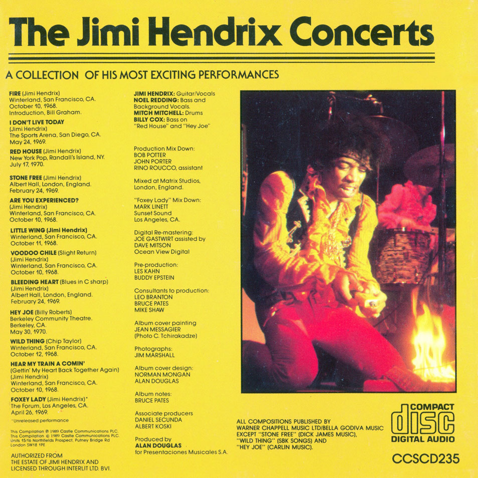 Cartula Interior Frontal de The Jimi Hendrix Experience - The Jimi Hendrix Concerts