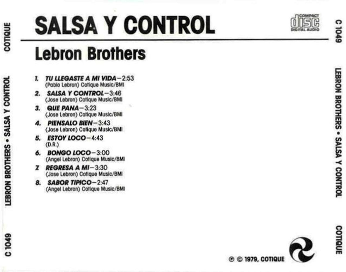 Cartula Trasera de The Lebron Brothers - Salsa Y Control