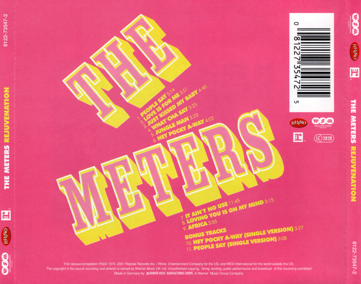 Cartula Trasera de The Meters - Rejuvenation