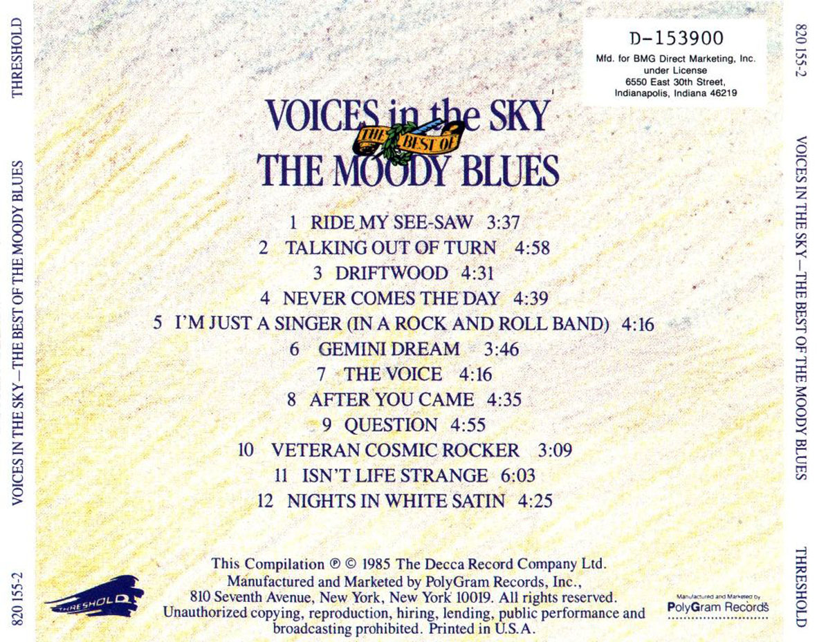 Cartula Trasera de The Moody Blues - Voices In The Sky