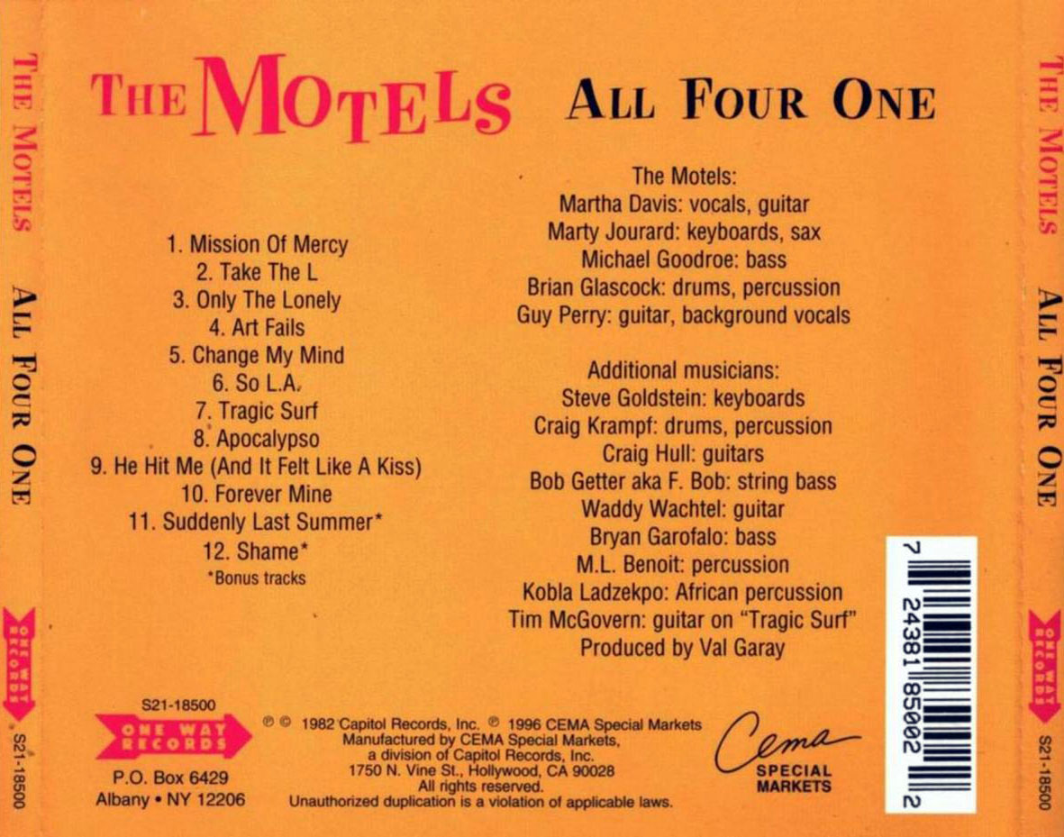 Cartula Trasera de The Motels - All Four One