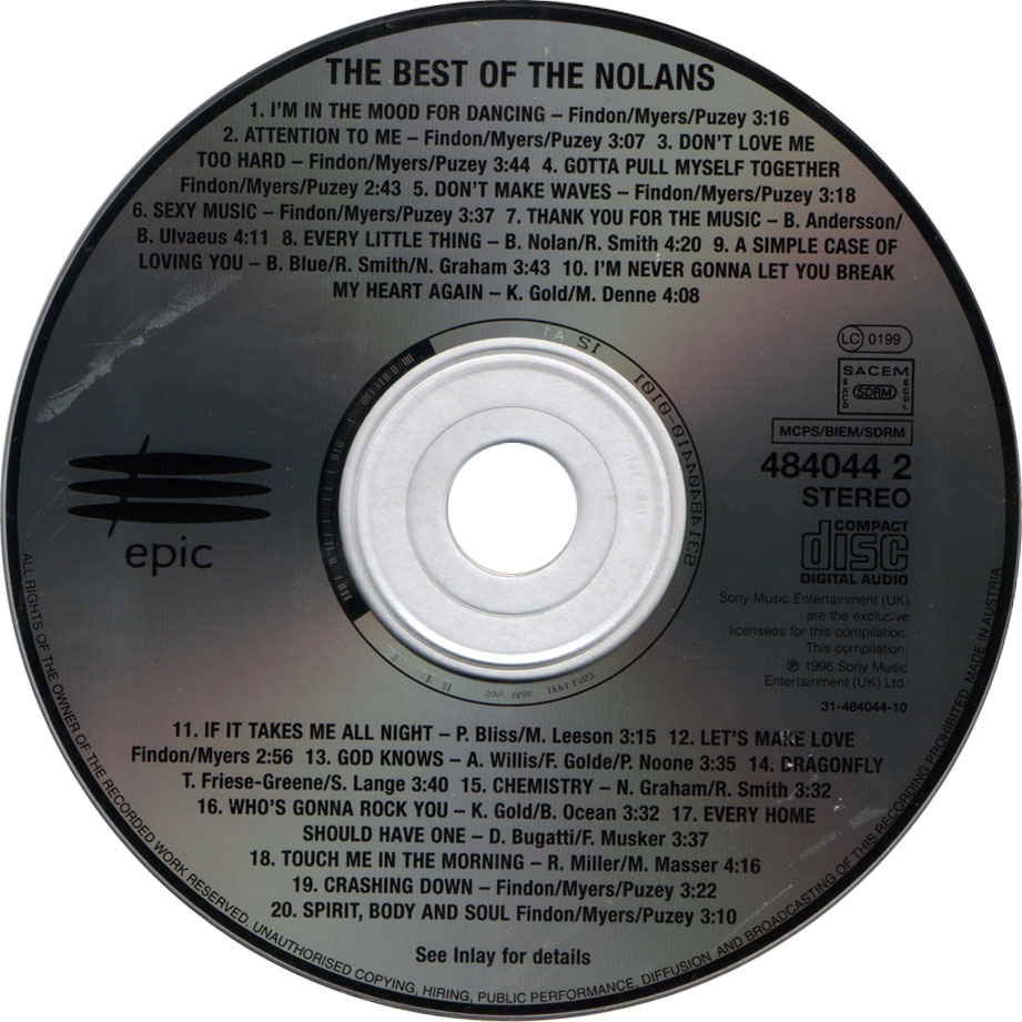 Cartula Cd de The Nolans - The Best Of The Nolans