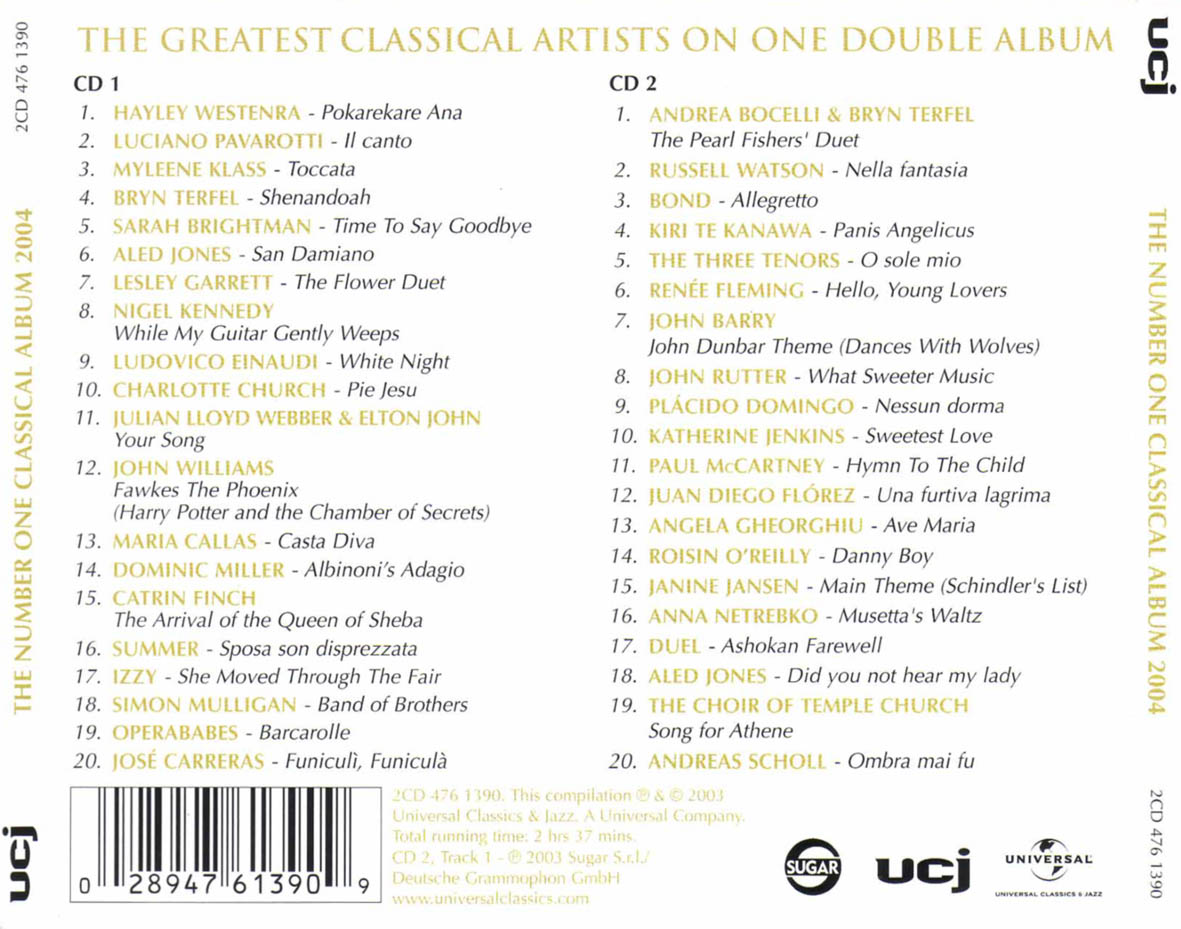 Cartula Trasera de The Number One Classical Album 2004