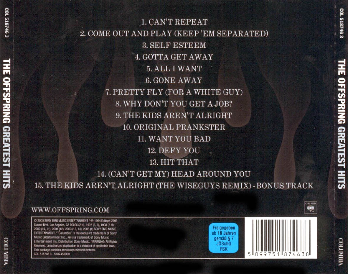 Cartula Trasera de The Offspring - Greatest Hits