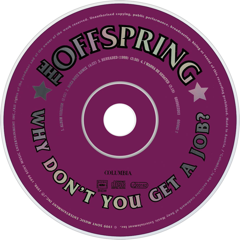 Car Tula Cd De The Offspring Why Don t You Get A Job Cd Single 