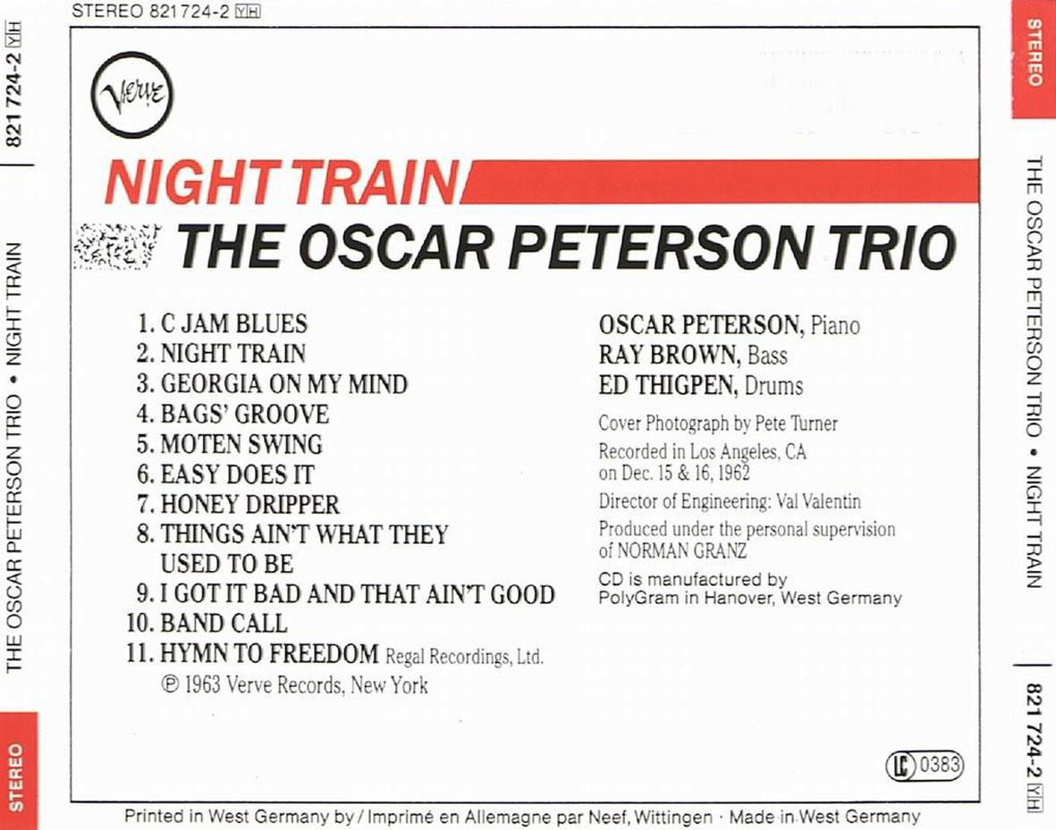 Cartula Trasera de The Oscar Peterson Trio - Night Train
