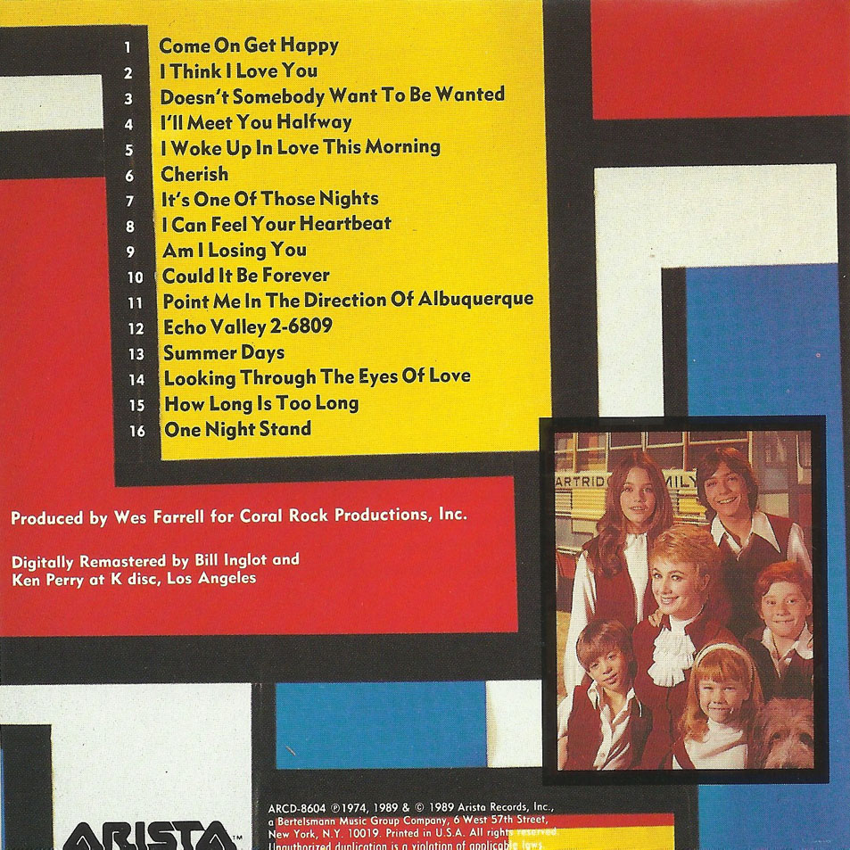 Cartula Interior Frontal de The Partridge Family - Greatest Hits