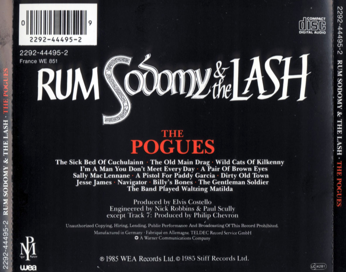 Cartula Trasera de The Pogues - Rum Sodomy & The Lash