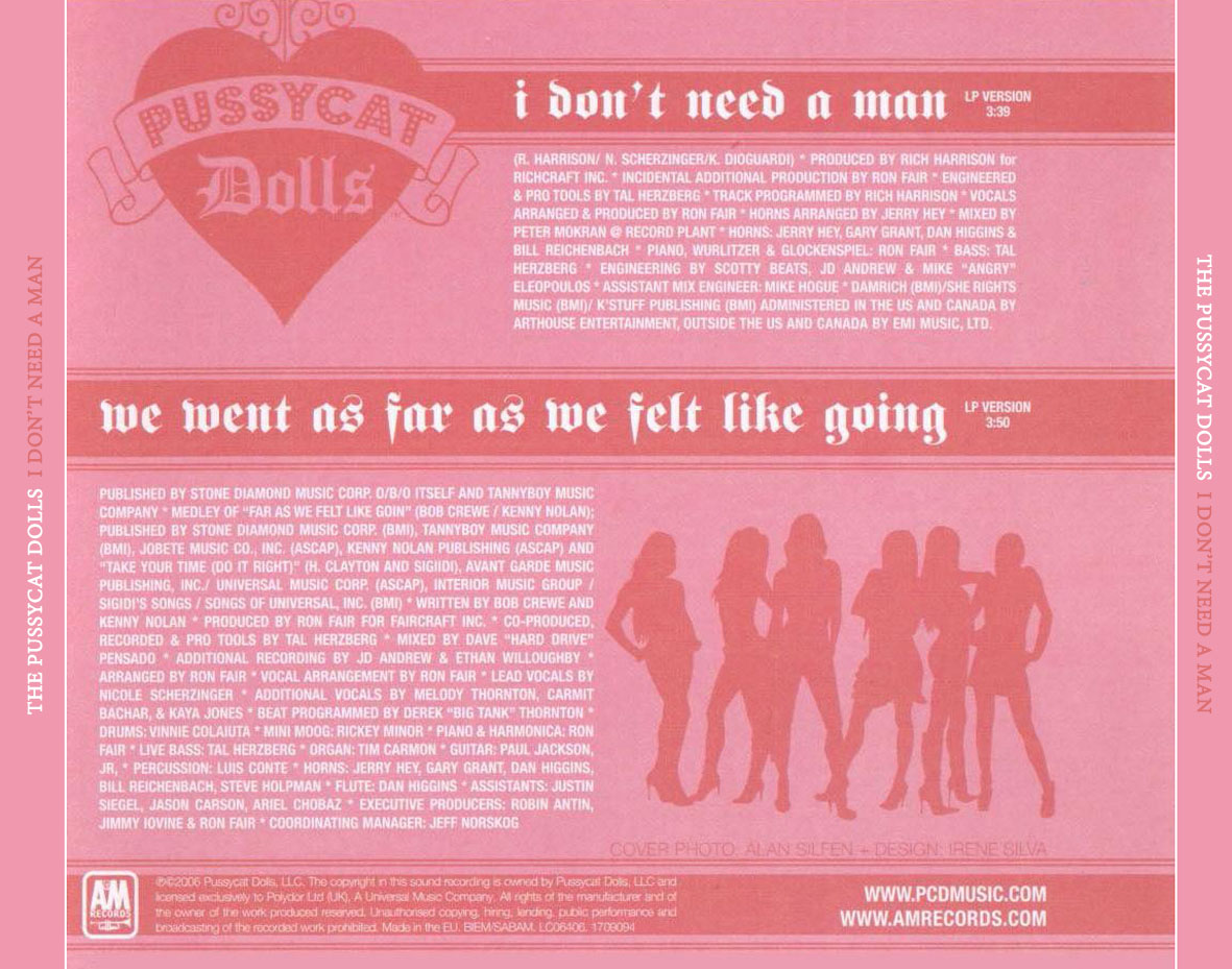 Cartula Trasera de The Pussycat Dolls - I Don't Need A Man (Cd Single)