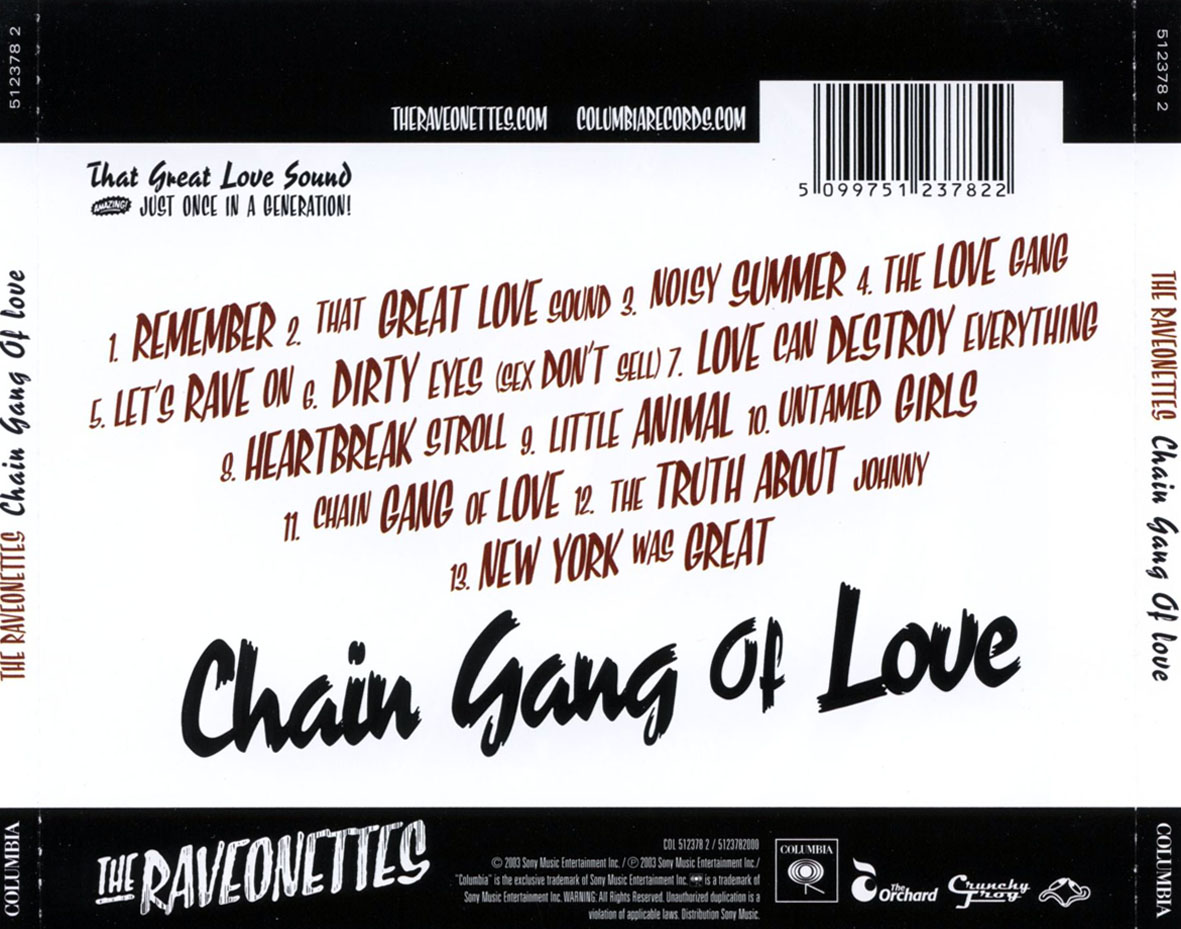 Cartula Trasera de The Raveonettes - Chain Gang Of Love