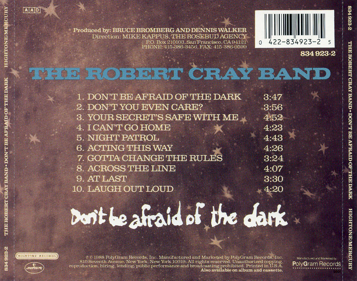 Cartula Trasera de The Robert Cray Band - Don't Be Afraid Of The Dark