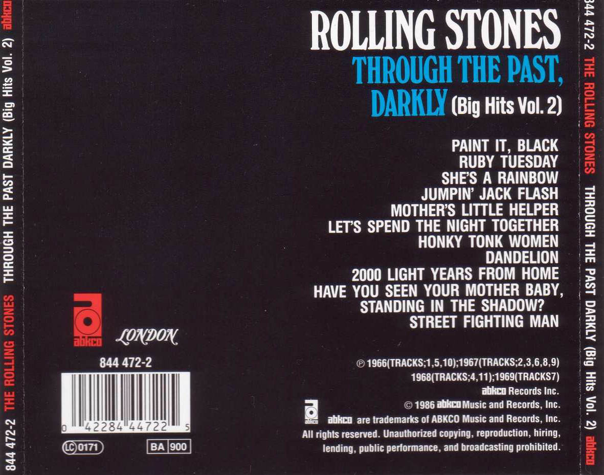 Cartula Trasera de The Rolling Stones - Big Hits Volume 2 (Through The Past, Darkly)