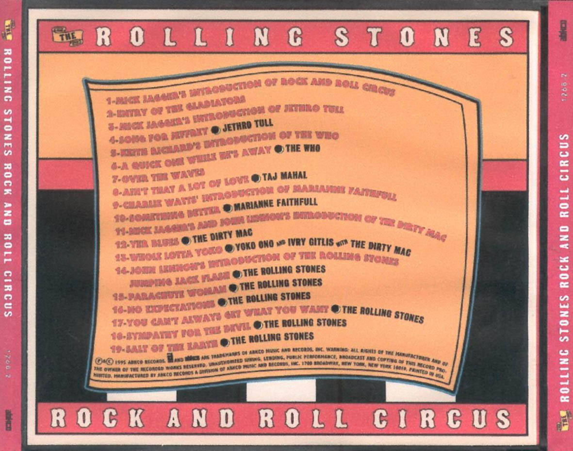 Cartula Trasera de The Rolling Stones - Rock And Roll Circus