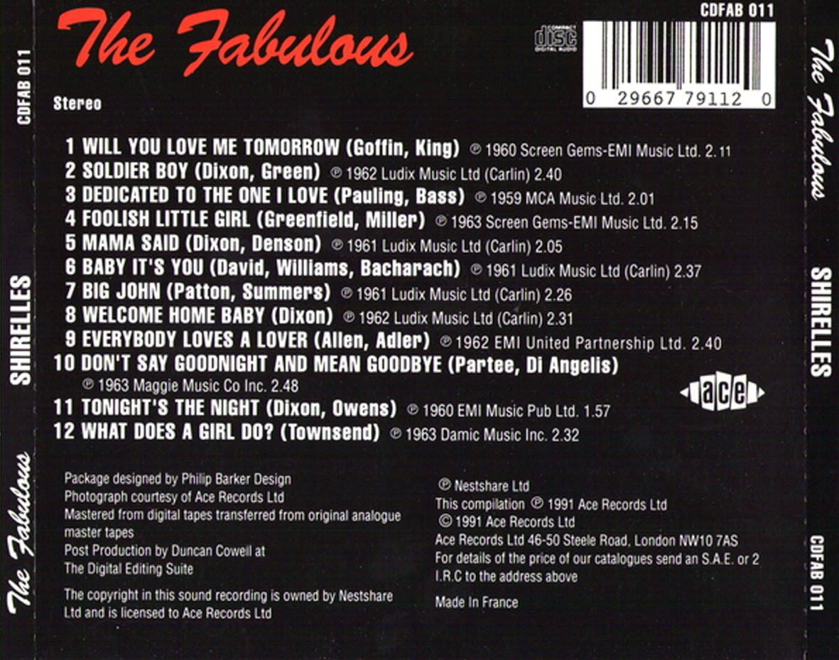 Cartula Trasera de The Shirelles - The Fabulous Shirelles