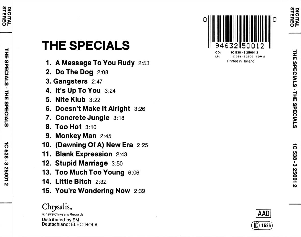 Cartula Trasera de The Specials - The Specials