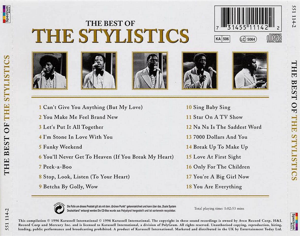 Cartula Trasera de The Stylistics - The Best Of The Stylistics