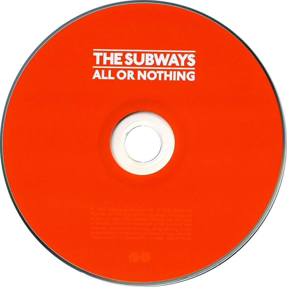 Cartula Cd de The Subways - All Or Nothing