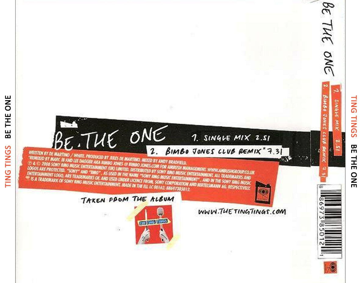 Cartula Trasera de The Ting Tings - Be The One (Cd Single)