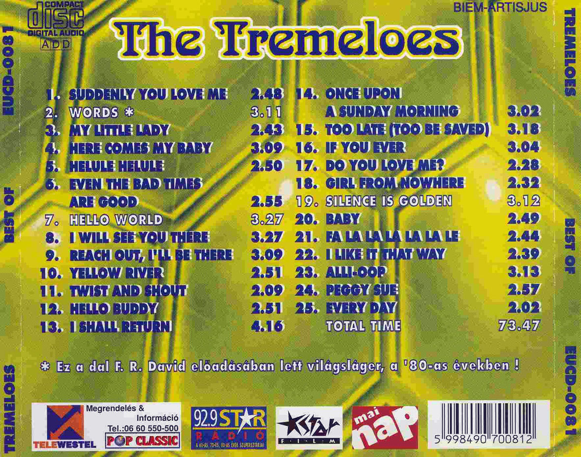 Cartula Trasera de The Tremeloes - Best Of The Tremeloes