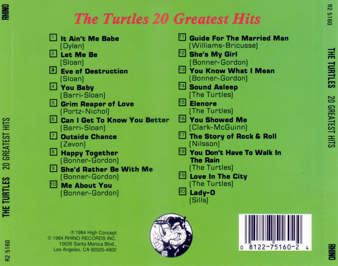 Cartula Trasera de The Turtles - 20 Greatest Hits