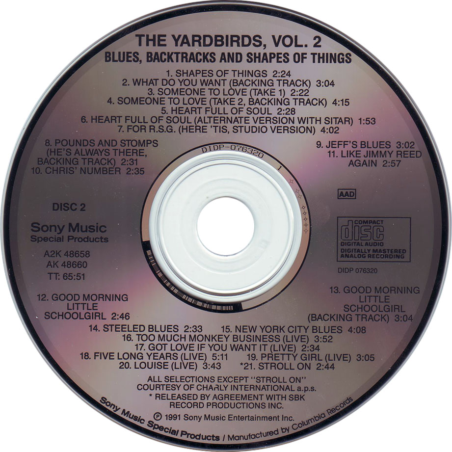 Cartula Cd2 de The Yardbirds - Blues, Backtracks And Shapes Of Things