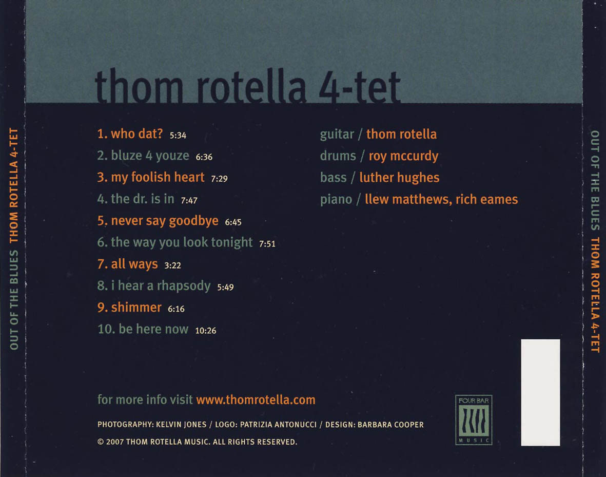 Cartula Trasera de Thom Rotella 4 Tet - Out Of The Blues