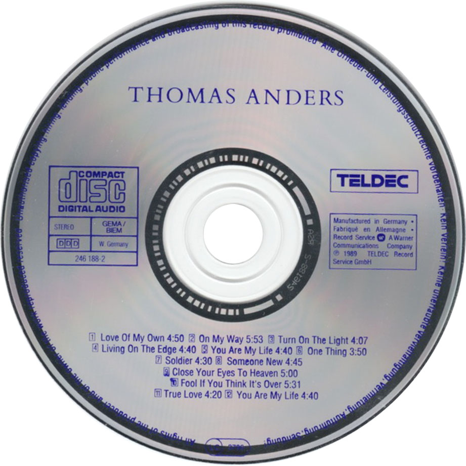 Cartula Cd de Thomas Anders - Different