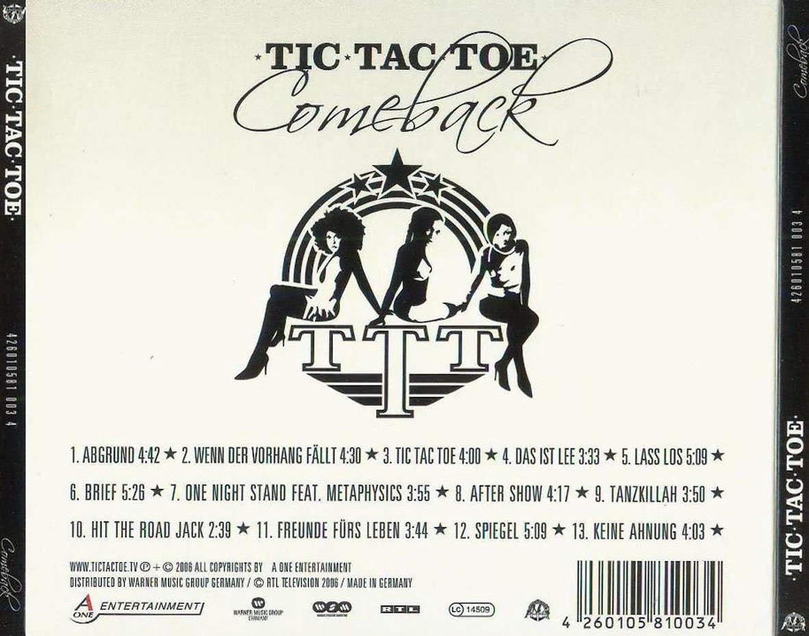 Cartula Trasera de Tic Tac Toe - Comeback