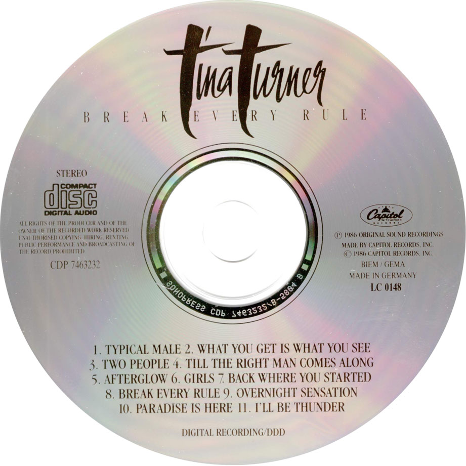 Cartula Cd de Tina Turner - Break Every Rule