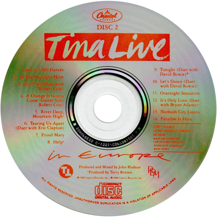 Cartula Cd2 de Tina Turner - Tina Live In Europe