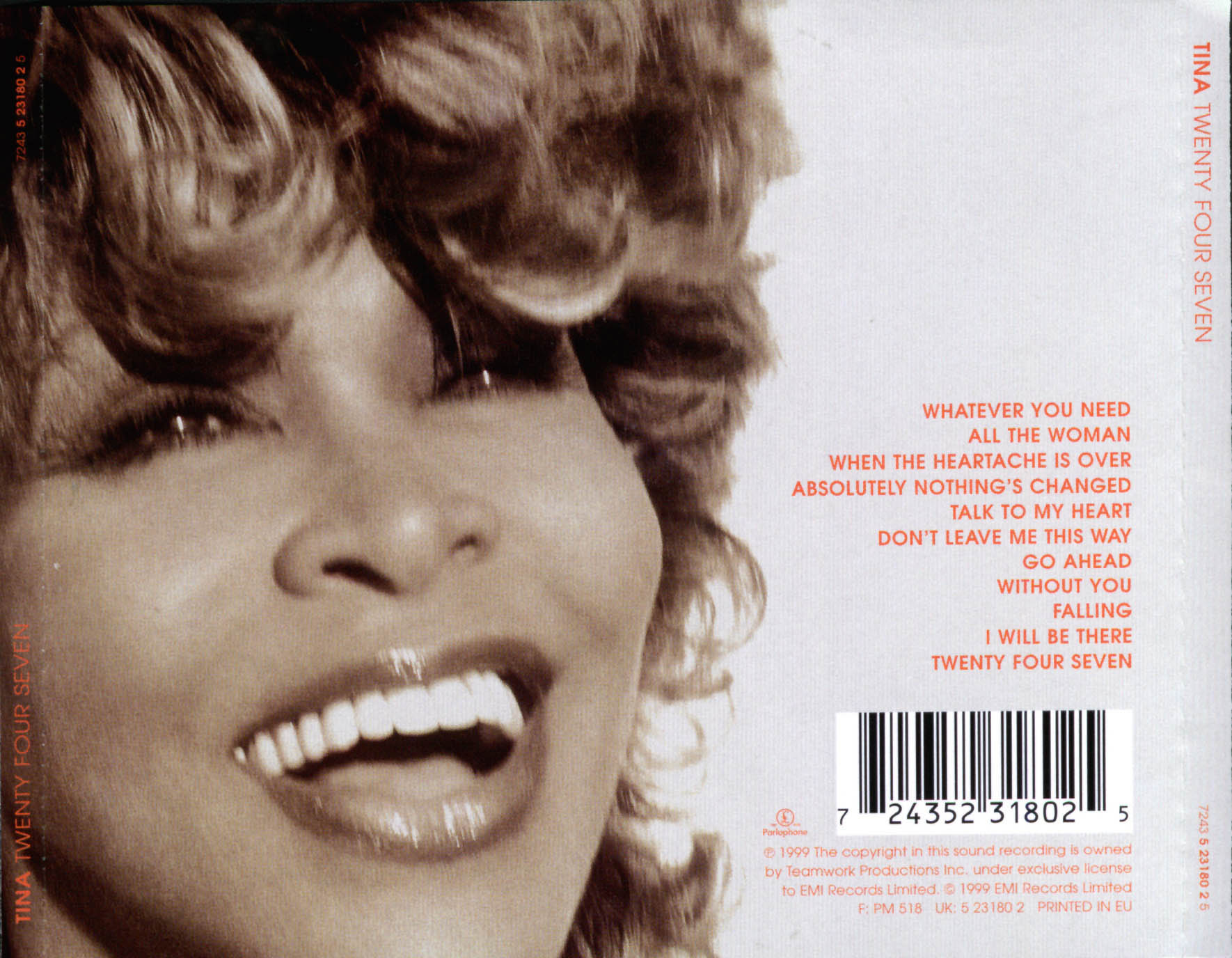 Cartula Trasera de Tina Turner - Twenty Four Seven