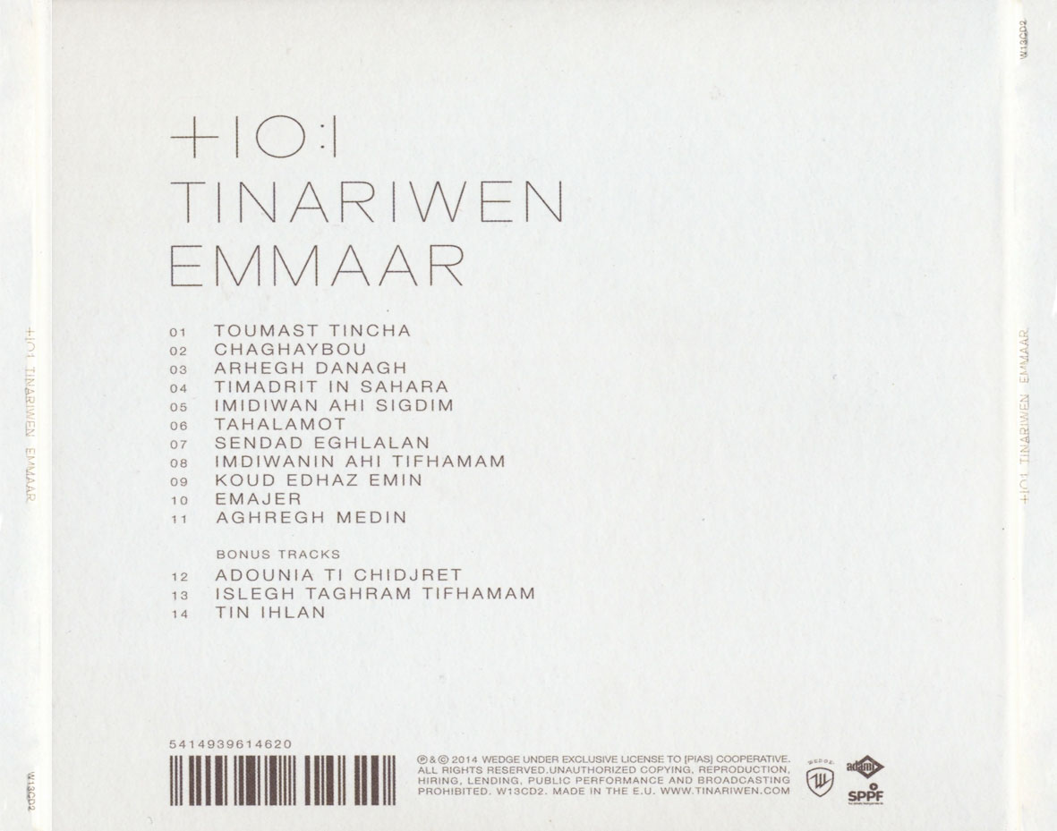 Cartula Trasera de Tinariwen - Emmaar (Deluxe Edition)