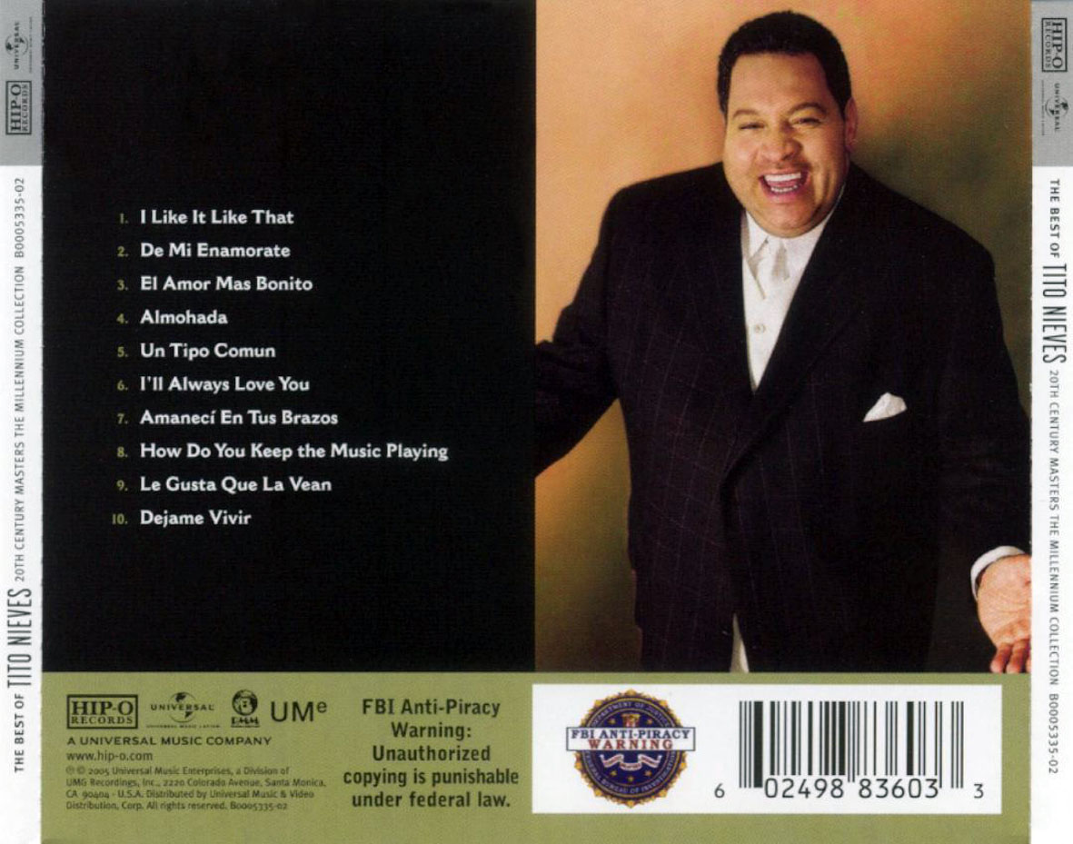 Cartula Trasera de Tito Nieves - 20th Century Masters The Millennium Collection: The Best Of Tito Nieves
