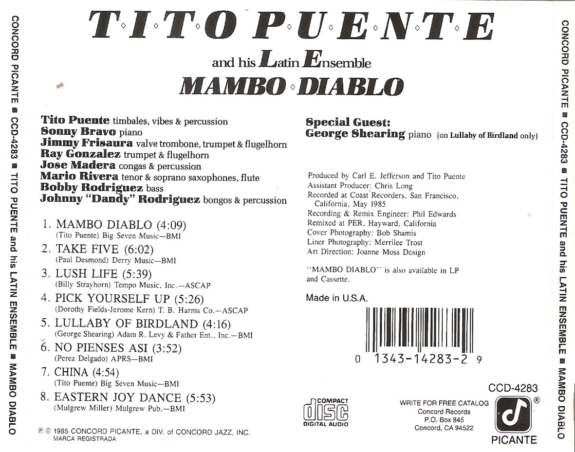 Cartula Trasera de Tito Puente - Mambo Diablo