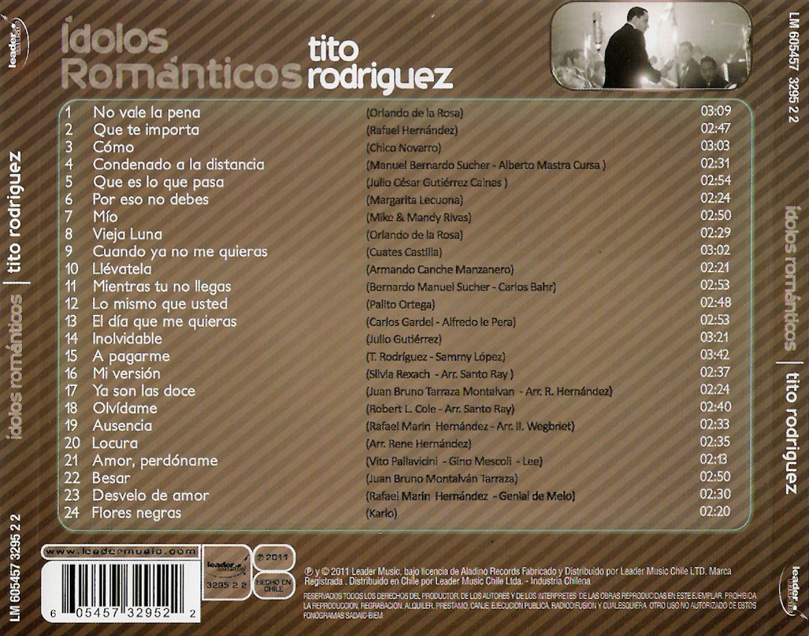 Cartula Trasera de Tito Rodriguez - Idolos Romanticos