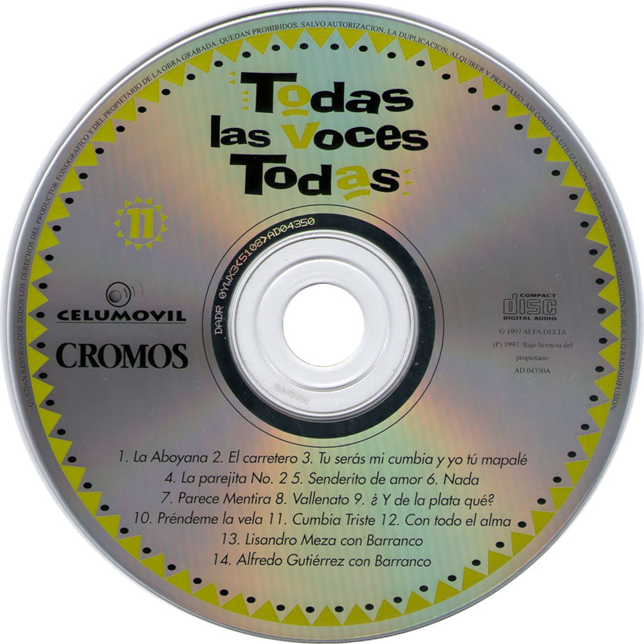 Cartula Cd de Todas Las Voces Todas 11