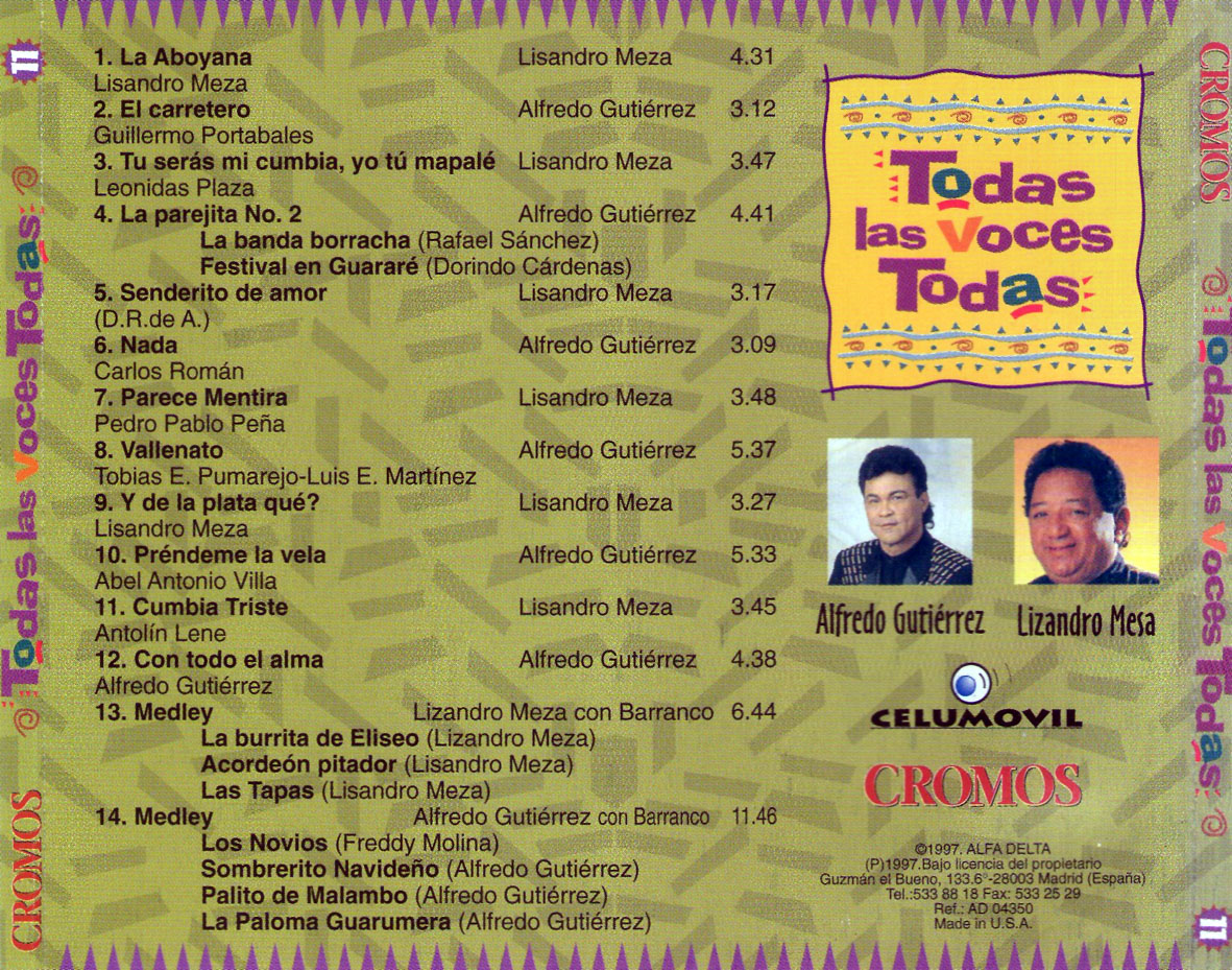 Cartula Trasera de Todas Las Voces Todas 11