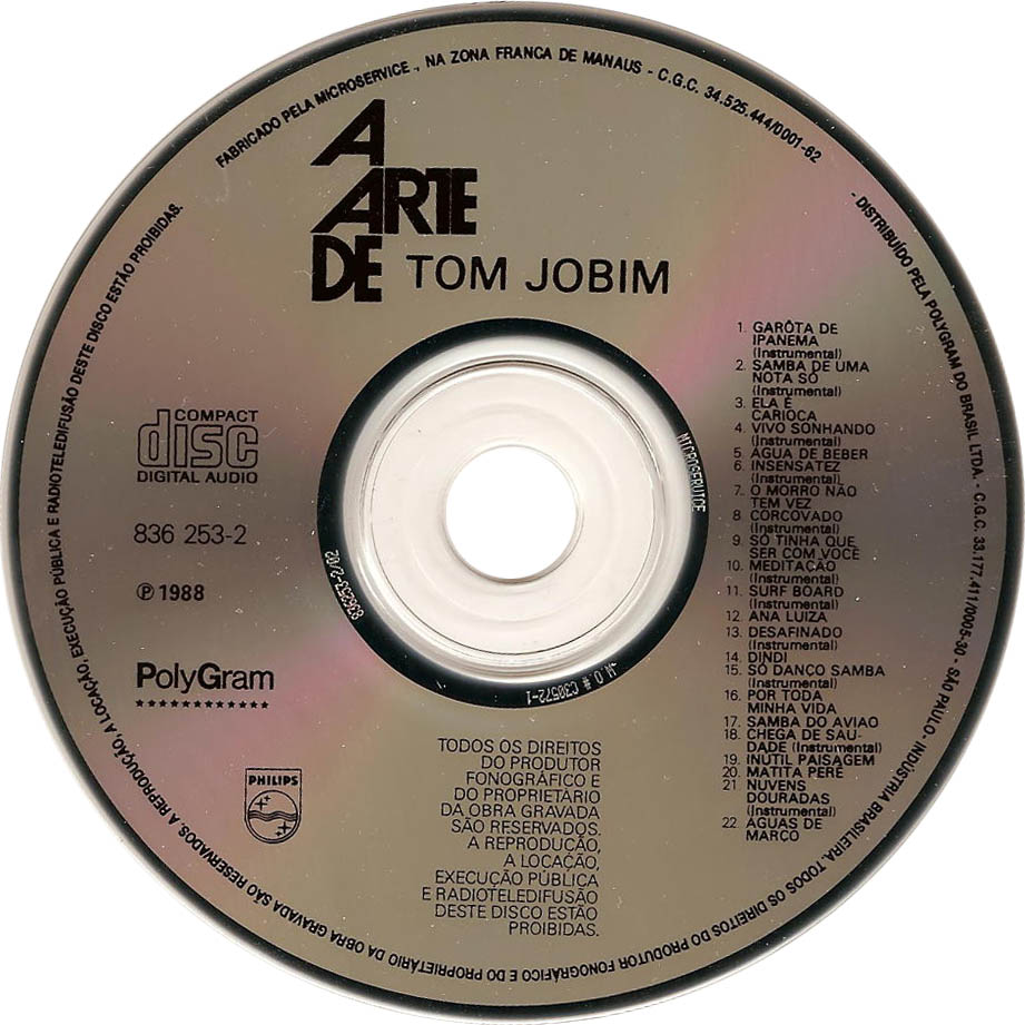 Cartula Cd de Tom Jobim - A Arte De Tom Jobim