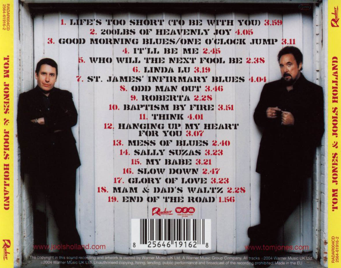 Cartula Trasera de Tom Jones & Jools Holland - Tom Jones & Jools Holland