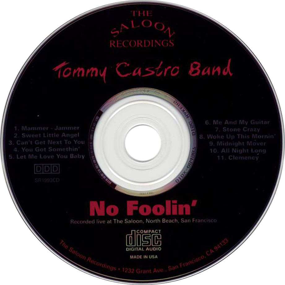 Cartula Cd de Tommy Castro - No Foolin'
