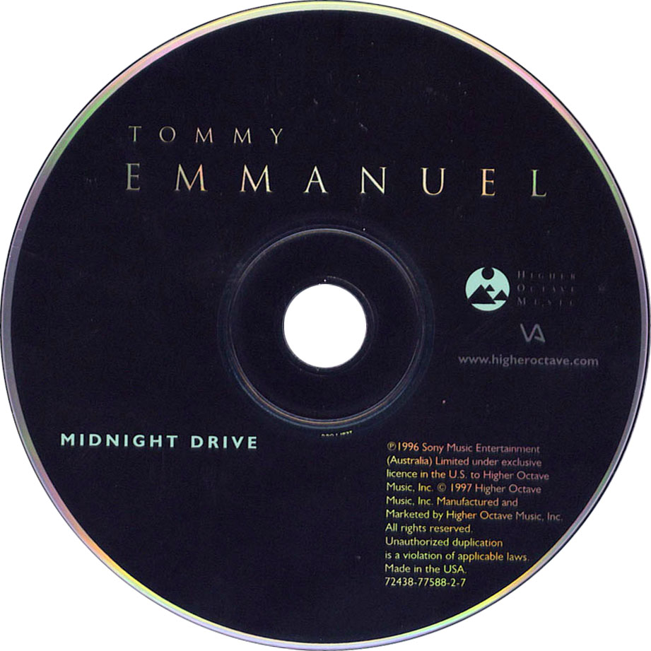 Cartula Cd de Tommy Emmanuel - Midnight Drive
