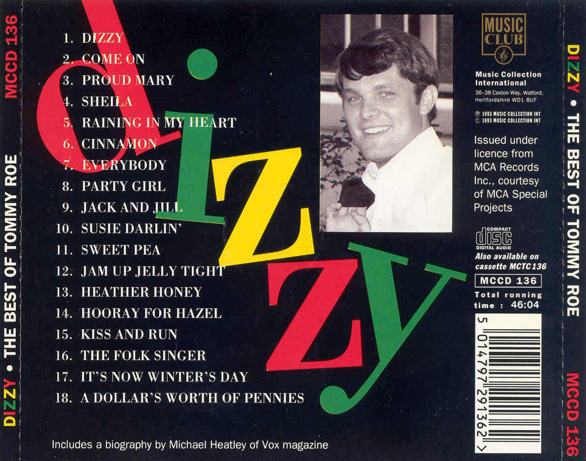 Cartula Trasera de Tommy Roe - Dizzy: The Best Of Tommy Roe