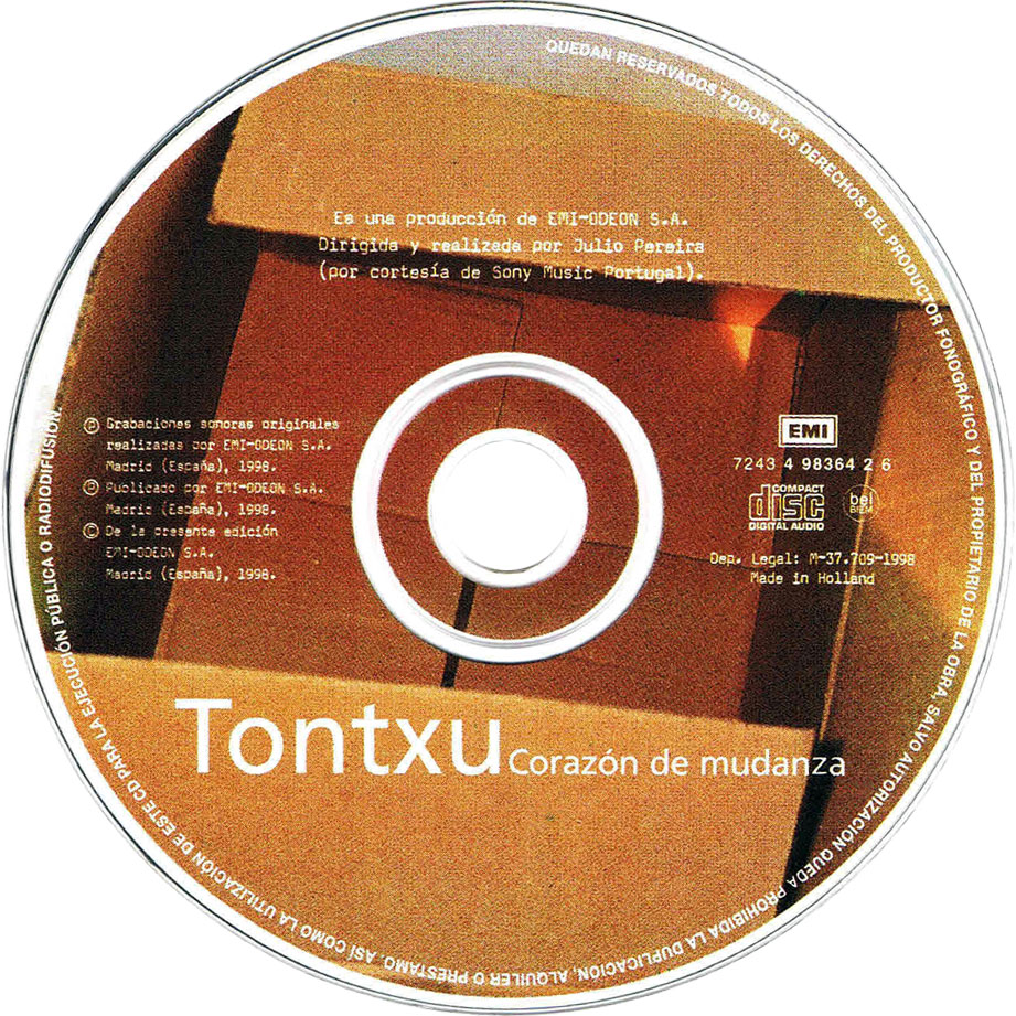 Cartula Cd de Tontxu - Corazon De Mudanza