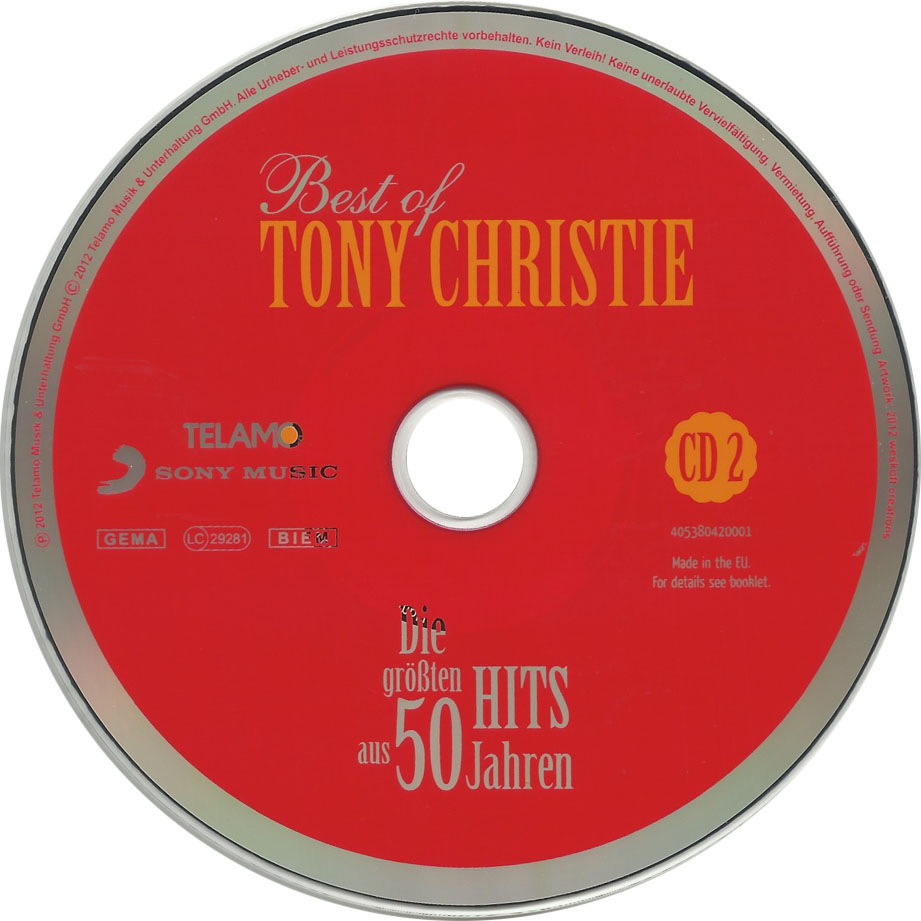 Cartula Cd2 de Tony Christie - Die Grbten Hits Aus 50 Jahren: Best Of Tony Christie